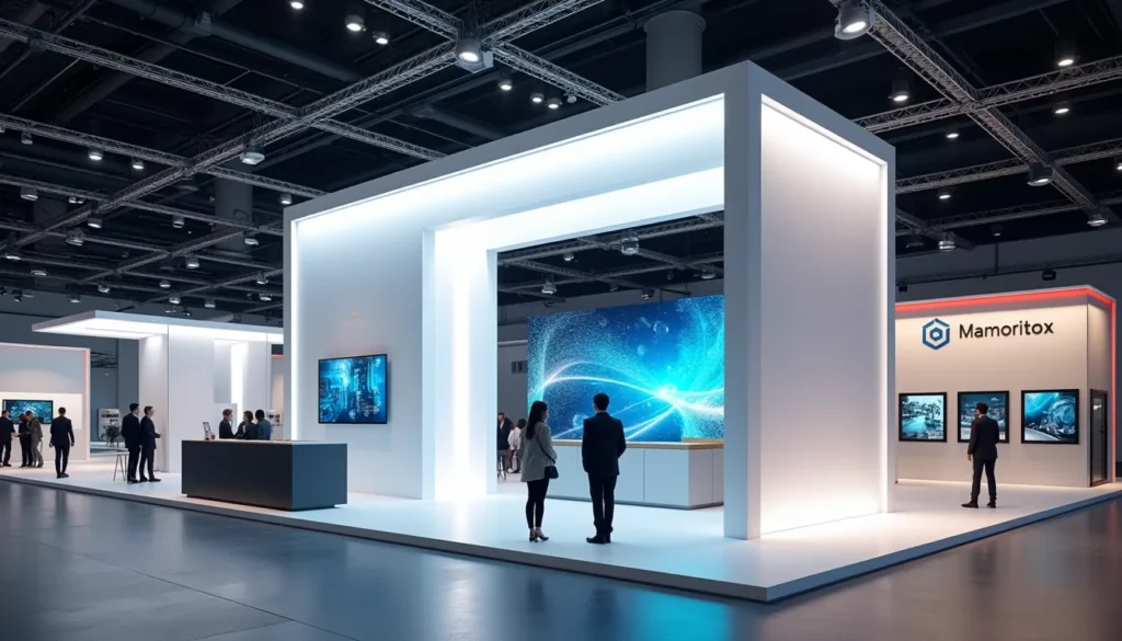 Electronics exhibition stand reception counter, built by FCS